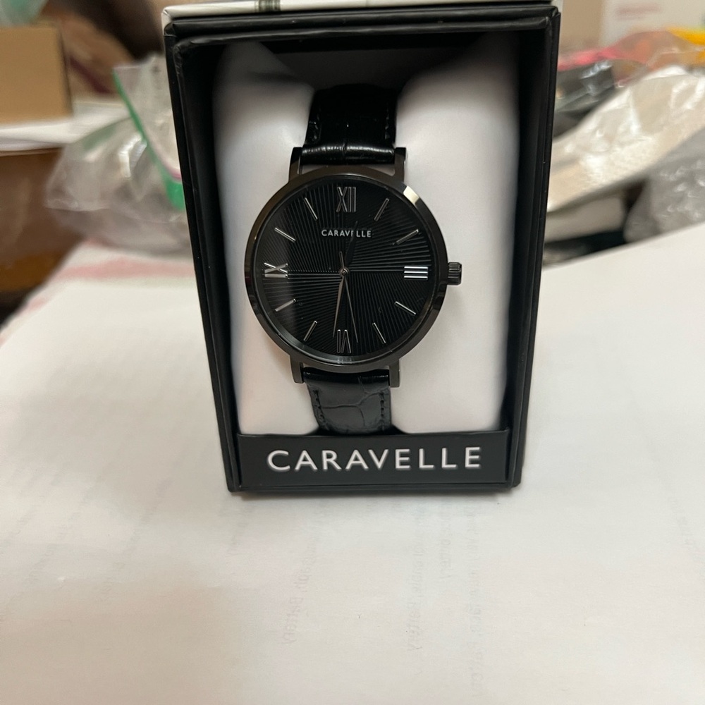 Caravelle by Bulova, Black Watch & Leather Band.